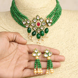 Glass Crystal Beaded Kundan Choker Set