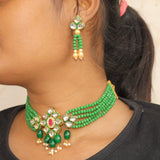 Glass Crystal Beaded Kundan Choker Set