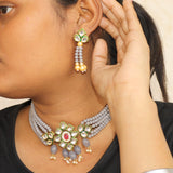 Glass Crystal Beaded Kundan Choker Set