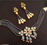 Glass Crystal Beaded Kundan Choker Set