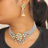 Glass Crystal Beaded Kundan Choker Set