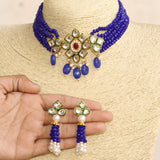 Glass Crystal Beaded Kundan Choker Set