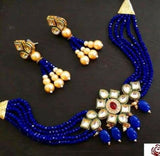 Glass Crystal Beaded Kundan Choker Set