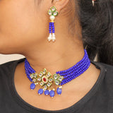 Glass Crystal Beaded Kundan Choker Set