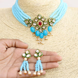 Glass Crystal Beaded Kundan Choker Set