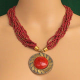 Seed Beads Necklace With Tibetan Pendant