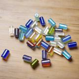 500 Special Polish Glass Tube Beads Assorted 4x8 mm