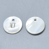 13mm Letter U Natural White Mother of Pearl Shell Charms