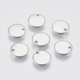 8mm Stainless Steel Charms, Flat Round, Stamping Blank Tag