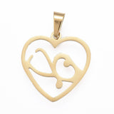 19x18 Stainless Steel Pendants, Laser Cut, Heart, Golden