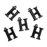 12x9mm Letter H Stainless Steel Alphabet Charms Black