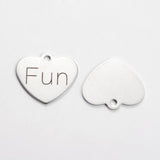 21x24 mm Stainless Steel Heart Pendants With Word Fun