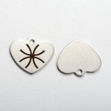 2 Pcs, 21x24mm Heart with Direction Pattern Stainless Steel Pendants