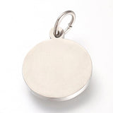 19x16mm Stainless Steel Enamel Pendants Flat Round with Word Passion