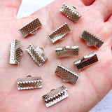 10 Pcs, 7x13mm, Mixed Iron Ribbon Crimp Ends Nickel Free