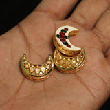 4 Pcs, 22x14mm, Kundan Chandbali Earrings Components & Connectors Golden