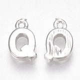 8.5x5mm Letter Q Brass Charms Real Platinum Plated