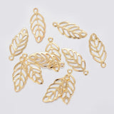 13x5.5mm Stainless Steel Leaf Charms Real 18K Gold Plated