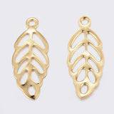 13x5.5mm Stainless Steel Leaf Charms Real 18K Gold Plated