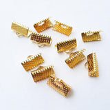 10 Pcs, 7x13mm, Mixed Iron Ribbon Crimp Ends Nickel Free