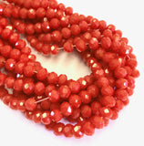 12x8mm Faceted Glass Rondelle Beads Orange