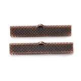 10 Pcs. 8x40mm, Ribbon Crimp Ends, Red Copper