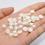 Acrylic Half Pearl Round Beads Off White