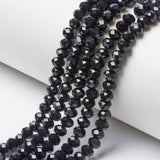 1 String, 6mm Black Glass Crystal Beads Rondelle