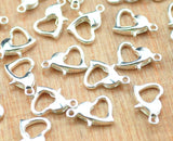 10 Pcs, 10X8mm Finish Heart Lobster Clasps