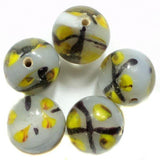 17 Fancy Beads Round Inside Light Gray 14mm