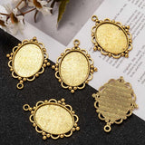 2.5 Inch Tibetan Style Alloy Flat Oval Pendant Cabochon Settings Antique Golden