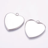 1.25 Inch 304 Stainless Steel  Heart Pendant Cabochon Settings