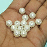 50 Pcs, 9mm White Acrylic Round Bead