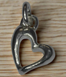 92.5 Sterling Silver Crooked Heart Charm 10x8mm