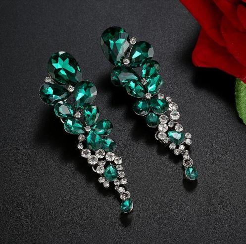 Elegant Green Stone Earrings For Women 2022 Trendy Water Drop Zircon Drop  Dangle Earring White Emerald Fashion Jewelry - Dangle Earrings - AliExpress