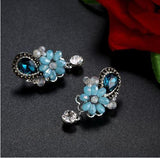 Platinum Plated Floral Drop Earrings