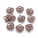 Heart Alloy Red Copper Charms Rhinestone Settings 13x13x1mm