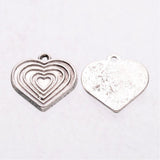 Alloy Heart Antique Silver Charms 18x17x1mm