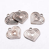 Alloy Heart Antique Silver Charms 18x17x1mm