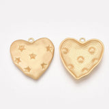 Alloy Pendant Heart Gold Rhinestone Settings 30x30x4mm