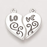 Tibetan Alloy Split Heart Charms Antique Silver 23x23x2mm