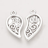 Tibetan Alloy Split Heart Charms Antique Silver 23x23x2mm