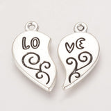 Tibetan Alloy Split Heart Charms Antique Silver 23x23x2mm