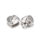 Tibetan Zinc Alloy Heart Antique Silver Charms 12x10x5mm