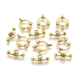 Tibetan Style Toggle Clasps  Antique Golden 20x14x2mm