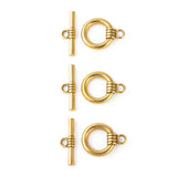 Tibetan Toggle Clasps Antique Golden 18x14x2mm