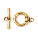 Tibetan Toggle Clasps Antique Golden 18x14x2mm