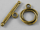 Tibetan Toggle Clasps  Antique Golden 17x13mm