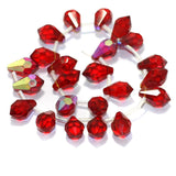 25 Pcs, 15x9mm Maroon Glass Crystal Beads Drop