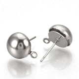 5 Pairs 10mm Half Ball With Closed Loop Earring Posts